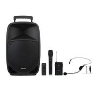 FONESTAR Altavoces MALIBU-312 Portátiles Bluetooth 250W 2 micrófonos Karaoke Batería Trolley