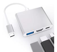 Fonestuff - Adaptador multipuerto USB C a HDMI 4K, salida HDMI, USB 3.0 y puerto de carga de ayuno USB-C tipo C a concentrador AV digital para iPhone 15 16 Samsung MacBook Pro/Air, iPad Pro Laptop