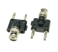 FonFou Adaptador Divisor de 3 vías BNC, 2 uds., Enchufe de Metal + plástico Tipo Y BNC Macho a Doble Banana Macho Jack, Cable de Altavoz de Audio, Adaptador RF de 4mm