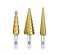 Fongmore 3 Unids 1/4 "Hex Shank Drive Quick Change High Speed Steel Titanium Step Drill Bit Brocas de corta longitud para perforar agujeros 3-12mm 4-12mm 4-20mm