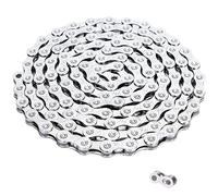 Fongmore Cadena de bicicleta de 10/20/30 velocidades, 1/2 x 3/32 pulgadas, 116 eslabones, plata, acero al carbono, una sola hebra, cadena de rodillos para bicicletas de carretera y montaña