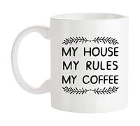 Fonhark - My House, My Rule, My Coffee, taza de café novedosa de 325 ml, color blanco