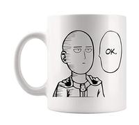 Fonhark - Taza de cerámica "Saitama One Punch Man Ok", taza de café novedosa de 11 onzas, color blanco