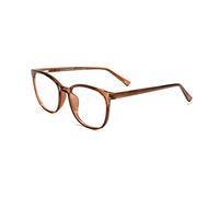 FONHCOO Blue Light Blocking Glasses Fashion Round TR90 Frame Transparent Eyewear Anti UV Computer Glasses for Women Men, Marrón oscuro, Medium