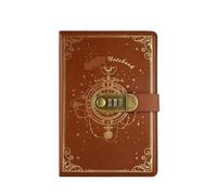 FonHNDG Agenda con cierre Cuaderno A5 de 200 páginas, libro códigos vintage con candado, diario grueso, material oficina for estudiantes y escuela(Burgundy)