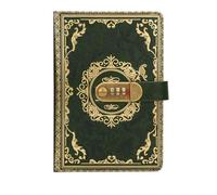 FonHNDG Agenda con cierre Libreta A5 vintage de PU, bloc notas con contraseña, registro privacidad, papelería secreta for oficina, diario cuero, útiles escolares(Green)