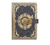 FonHNDG Agenda con cierre Libreta A5 vintage de PU, bloc notas con contraseña, registro privacidad, papelería secreta for oficina, diario cuero, útiles escolares(Grey)