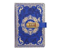 FonHNDG Agenda con cierre Libreta A5 vintage de PU, bloc notas con contraseña, registro privacidad, papelería secreta for oficina, diario cuero, útiles escolares(Blue)