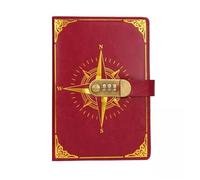 FonHNDG Agenda con cierre Libreta de notas retro con contraseña A5 y candado, cuaderno diario, brújula viajero creativo, libro contabilidad mano(Wine)