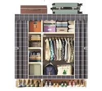 FonHNDG Armario de Lona Armario de Almacenamiento Ropa Gran Capacidad con Cubierta a Prueba Polvo, Organizador Marco Resistente y fácil Montar for Dormitorio(Wide 130cm)