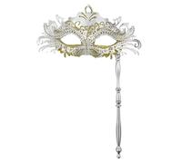 FonHNDG Máscaras para fiestas Máscara de fiesta con palo sujeción, máscara baile graduación, accesorios cosplay for escenario, máscaras media cara for mujeres(Red)