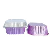 FonHNDG Moldes para hornear 50 moldes cuadrados de aluminio 10 oz for cupcakes, con tapas, for pasteles, postres y más(Rose Red)