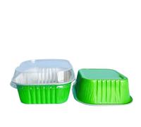 FonHNDG Moldes para hornear 50 moldes cuadrados de aluminio 10 oz for cupcakes, con tapas, for pasteles, postres y más(Green 2)