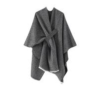 FonHNDG Poncho de Punto para Mujer Abrigo Tipo Chal for Mujer, Capa de Invierno for, con Banda, cárdigan for Primavera y otoño, Suave Grande(Black)