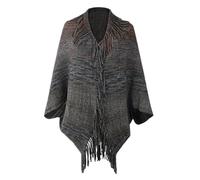 FonHNDG Poncho de Punto para Mujer Suéter Tipo Capa Chal for otoño e Invierno, cárdigan de Punto con borlas y arcoíris for Mujer, Abrigo Poncho, Capas for(Black)