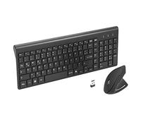 Fonicer Ratón y teclado ergonómico vertical inalámbrico de 2,4 GHz, tamaño portátil ultrafino para PC, escritorio, ordenador portátil, Mac, tableta, negro