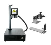 FONLAND Grabador Láser de Fibra 20W/30W/50W Todo en Uno, Máquina de Marcado 150×150mm (5.9×5.9in) para productos de bricolaje de joyería de metal, incluye software (20W with rotating shaft)