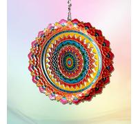 Fonmy Molinillo de viento de acero inoxidable que vale la pena regalo para interiores y exteriores, decoración de jardín, manualidades, adornos de 6 pulgadas, multicolor con mandala, molinillos de