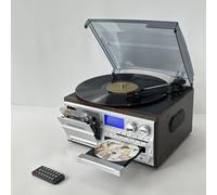 Fonógrafo con Altavoz Bluetooth y Radio Am/FM, Tocadiscos, Reproductor de Discos Vinilo Retro 10 en 1, CD/Casete, gramófono clásico