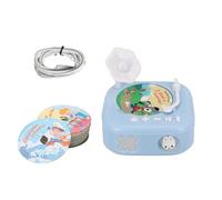 Fonógrafo Infantil ZIXINNKC con 60 Tarjetas de Aprendizaje, Reproductor de música con Cuentos para niños pequeños, función de grabación e iluminación Ambiental, Juguete sensorial (Azul)