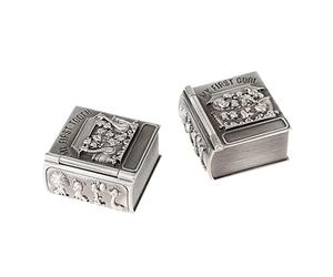 Fonowx 2 Piezas Caja Recuerdo Caja Reliquia Caja Metálica Caja Bebé en Aleación de Zinc para Conservar Primer Diente y Mechón Adecuado para Regalo Bautizo