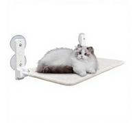 Fonowx 2 Piezas Hamaca para Gatos Cama Ventana Ventosa Plegable Removible Tela Transpirable Fácil Instalar Adecuada para Ventanas de Cristal Hogares con Mascotas Apartamentos, Beige, 52cm