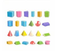 Fonowx 24 Piezas Sólidos Geométricos Conjunto Didáctico Juego Educativo Modelos Matemáticos Figuras Volumen Superficie Plástico con Contenedor Adecuado para Docentes Estudiantes Talleres Demostración