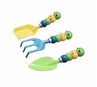 Fonowx 3 Piezas Pala de Jardinería para Niños con Azadilla y Rastrillo Borde Redondeado Manos Pequeñas Ciencia y Naturaleza Adecuada para Jardín Comunitario Patio Parque y Playa, Caterpillar 3PCS