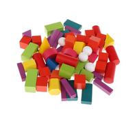 Fonowx 60 Piezas Bloques Geométricos Sólidos de Madera para Actividades de Matemáticas Figuras Tridimensionales Manipulativos de Enseñanza Desarrollo