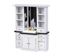 Fonowx Armario para Casa de Muñecas con Vitrina Gabinete Estantería Y Librero en Miniatura Hecho en Abedul Adecuado para Niños Aficionados Decoradores Y