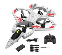 Fonowx Avión RC, Avión RC Enrollable, Regalo, Ligero, Avión de Control Remoto, Juguete de para Niños, Adultos, Niños de 14 años en Adelante, Principi, Blanco Gris 1 Batt