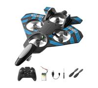Fonowx Avión Teledirigido RC Avión Drone Juguete Volador Exterior Planeador Acrobático con Luces LED Material Resistente Velocidades, Azul con 1 Batería