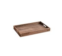 Fonowx Bandeja de Madera con Doble Asa Bandeja Rectangular Bandeja de Servir Plato de Aperitivos Organizador de Joyas con Diseño Compacto y Ligero Adecuada, Guardia de Esquina Media