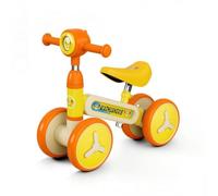 Fonowx Bicicleta de Equilibrio Infantil Bicicleta sin Pedales Correpasillos con Diseño Estable Antitip y Peso Ligero 2.4kg, 1028小蟹黄音乐灯款PU座, Estilo De Cangrejo Amarillo con Música Y Luces