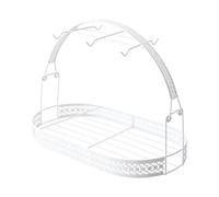 Fonowx Botellero Organizador de Cocina, Hogar, Metal, Regalo Versátil, Minimalista con Cesta de Almacenamiento, Accesorio de Oficina, Soporte Escurridor, Ovalado Blanco, tal como se describe