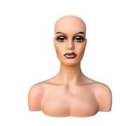 Fonowx Cabeza de maniquí femenina realista con hombro, estante de exhibición multiusos para sombrero, soporte para pelucas, soporte para pelucas para, estilo c