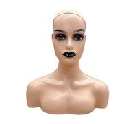 Fonowx Cabeza de maniquí femenina realista con hombro, estante de exhibición multiusos para sombrero, soporte para pelucas, soporte para pelucas para, estilo D