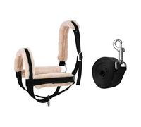 Fonowx Cabezada para Vacas con Cuerda de Guía, Suministros Esenciales para Establos, Accesorios Multifuncionales, Brida para Toros de Exhibición, Cabezada Pa, Black M