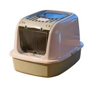 Fonowx Caja de Arena para Gato Caja Sanitaria Arenero Inodoro Cubierto con Puerta Abatible y Borde Ancho de PP con Ventilación Adecuada para Apartamentos Salas de Estar Regalo, Verde
