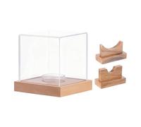 Fonowx Caja Expositora de Béisbol Acrílica y Madera con Diseño Transparente Soporte para Bate Protección contra Polvo Adecuada para Coleccionistas, Madera Clara