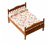 Fonowx Cama corativa en Miniatura a Escala Tallada Cama Doble en Miniatura a Escala 1:12 Clásica para Maquetistas,