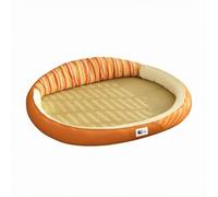 Fonowx Cama para Gato Cama Nido para Mascotas Canasta Oval Colchoneta Elevada Borde Acolchado en Ratán y Algodón PP para Uso Relajación en Interiores Regalo para Dueños, Naranja, S