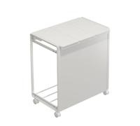 Fonowx Carrito de Basura con Tapa Soporte Contenedor Portabolsas Estructura Abierta con Ruedas Acceso Frontal Barra Inferior Acero al Carbono Compacto