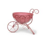 Fonowx Carrito de Jardín Soporte Macetas Porta Plantas Hierro Decoración Clásica con Redondo Rueda con Radios Visibilidad de Plantas Adecuado para Balcón Patio Porche Sala de Estar, 复古粉小号, 小号