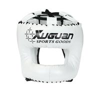 Fonowx Casco de Boxeo Escudo Facial Ajustable Acolchado Transpirable Protección Suave para la Cabeza Deportes Equipo para la Cabeza para Karate Sparring, Blanco, l