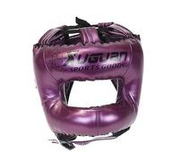 Fonowx Casco de Boxeo Escudo Facial Ajustable Acolchado Transpirable Protección Suave para la Cabeza Deportes Equipo para la Cabeza para Karate Sparring, púrpura, M
