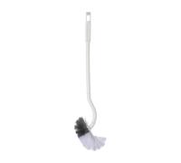 Fonowx Cepillo Curvo para Baño Cepillo de Limpieza para Inodoro Cepillo de Mango Largo Accesorio para Baño Material PP Y Nylon Bridas Ergonómicas Adecuado Pa, Blanco, Individual