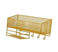Fonowx Cesta de Pared, Bandeja Metálica de Cocina, Organizador de, Bandeja para Botes de Especias, Estante de Almacenamiento de Alambre, Di, Gold S with Hook, tal como se describe
