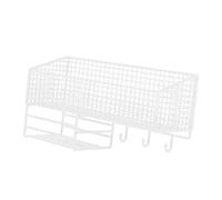 Fonowx Cesta de Pared, Bandeja Metálica de Cocina, Organizador de, Bandeja para Botes de Especias, Estante de Almacenamiento de Alambre, Di, White S with Hook, tal como se describe