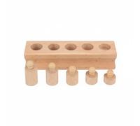 Fonowx Cilindro de Educativo de Madera Juego de Clasificación Rompecabezas Sensorial Bloques con Perillas para Coordinación y Reconocimiento Adecuado para, Madera Natural, Style to 1